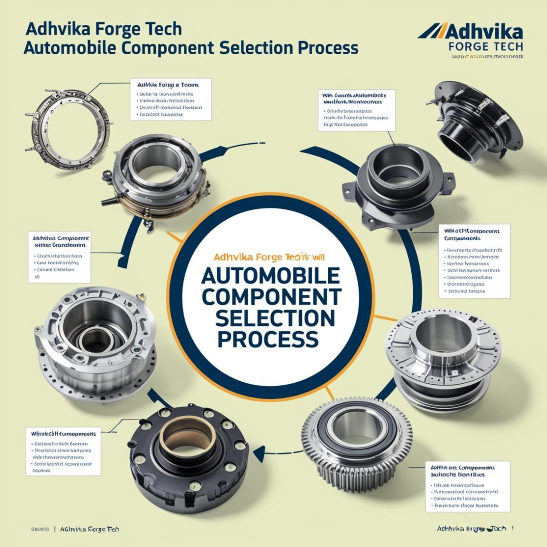 Adhvika Forge Tech Autombile Parts Selection Adhvika Forge Tech recommends the following key factors for making the right choice: Component Specifications: Start by defining the specific requirements of your components, including material type, size, weight, and expected production volume.