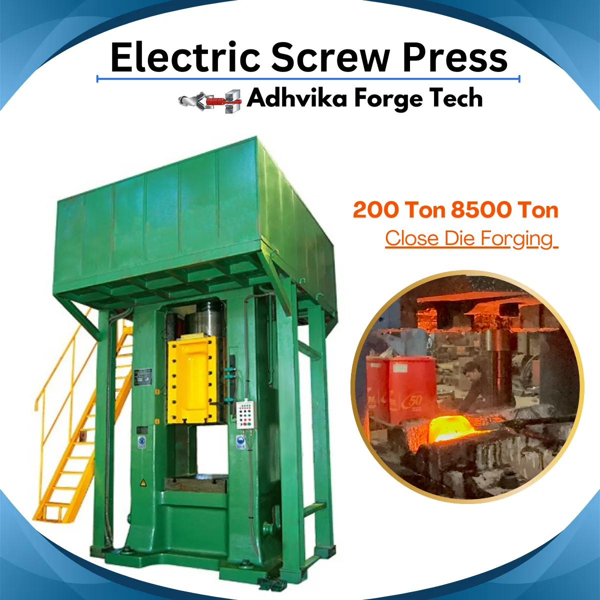 Electric Screw Press (2) Ideal for precision forging, offering energy efficiency and smooth operation with inverter drive technology. Perfect for diverse forging applications.