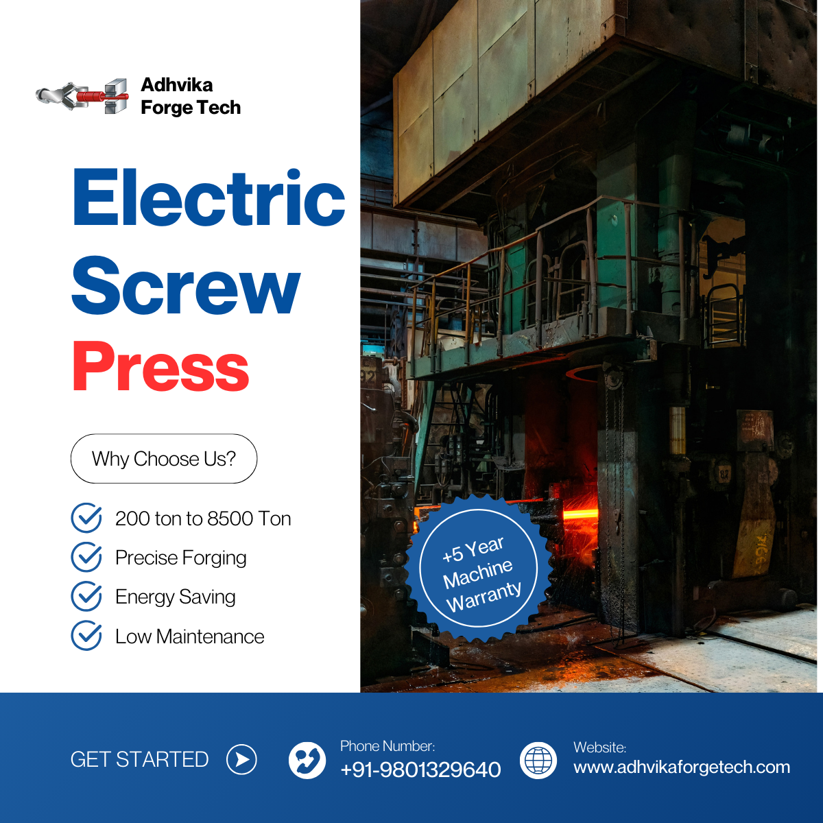 Electric Screw Press 5 years warranty by Adhvika Forgetech