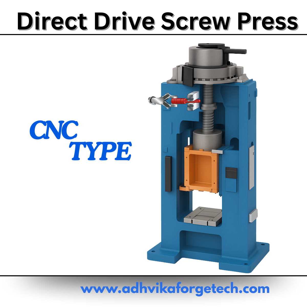 Direct Drive Screw Press is a modern forging press system designed for high energy efficiency and forging precision. Unlike traditional systems, this press features a single high-torque electric motor directly connected to the screw shaft, which is in turn connected to the RAM/Slider. This direct transmission of power eliminates gearboxes, flywheels, and unnecessary mechanical losses, resulting in a compact yet powerful forging solution.