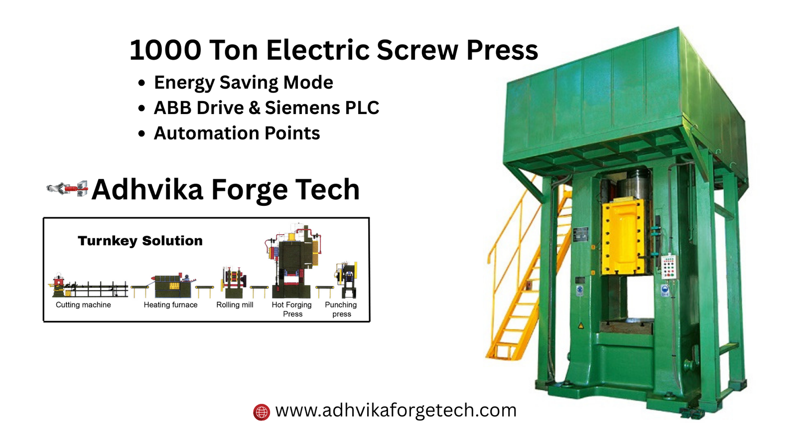 1000 Ton Electric Screw Press Energy and stroke control: Precise setting of striking energy using PLC or digital controls, with the stroke typically being short and stable.
