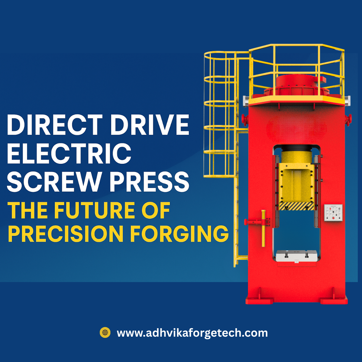Direct Drive Screw Press Direct Drive Electric Screw Press – Energy saving, high precision & low maintenance forging solution by Adhvika Forge Tech. Future of modern forging.