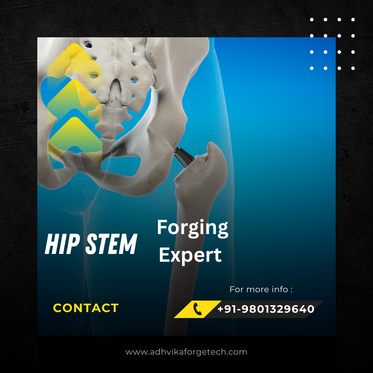 At Adhvika Forge Tech, we understand that Hip Stem implants are not just products — they are life-changing medical components for patients. That’s why we provide complete end-to-end forging plant setup with high precision, strict medical standards, and a strong focus on safety. Our goal is to support error-free manufacturing processes that ensure reliable quality, long-lasting performance, and patient trust in every implant produced.