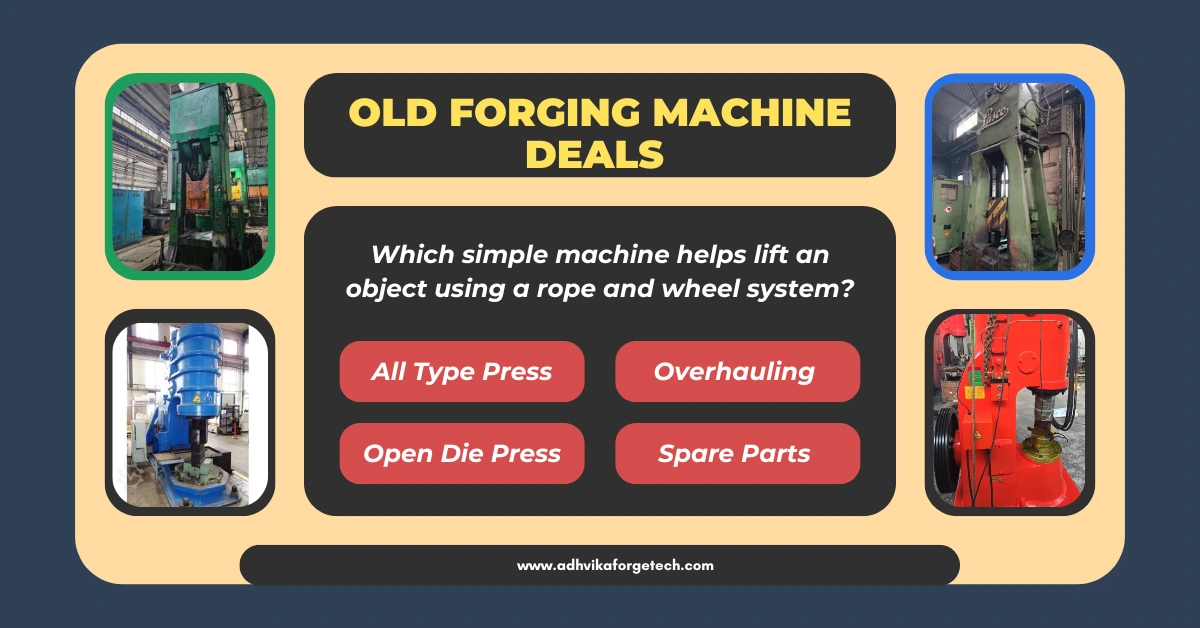 Adhvika Forge Tech gives old machines a new life by supplying used forging presses and equipment. They inspect, restore, and overhaul machines, helping businesses get reliable performance at lower cost.