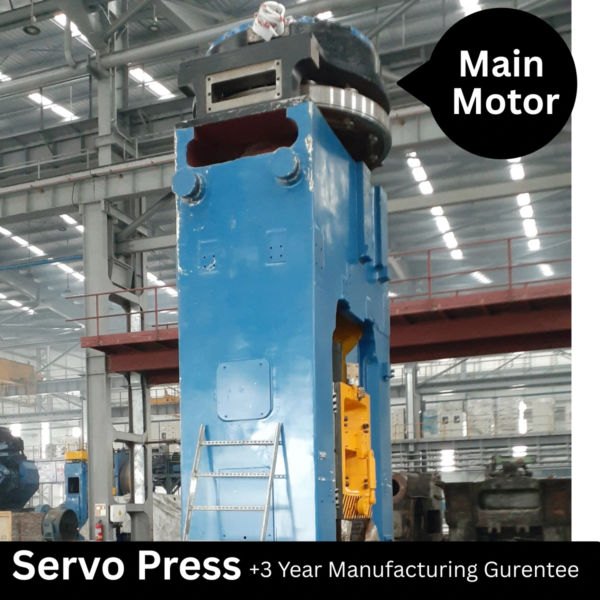 Servo Press Direct Drive Screw Press A servo electric screw press uses one main motor. This motor is connected to a screw, which turns and moves the ram up and down. This helps the machine work smoothly with high accuracy and better control.